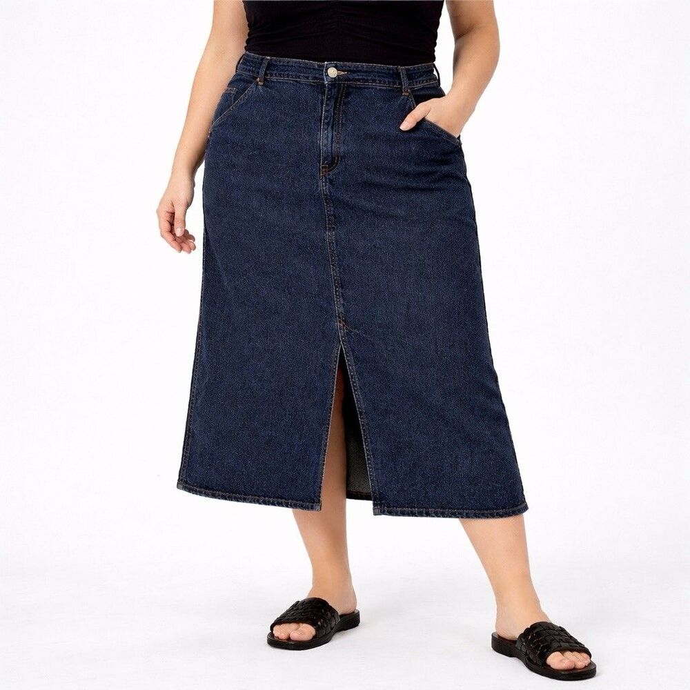 Forenza Vintage Denim Midi Skirt Cotton 90s Style Size 18